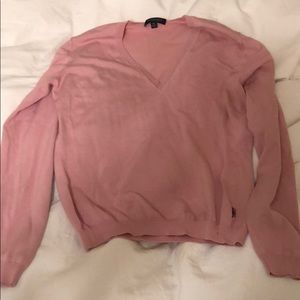 Pink Burberry V-Neck Sweater